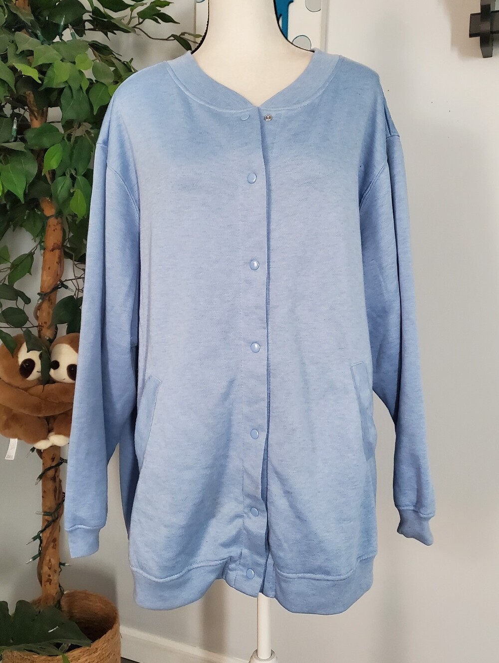 BLAIR Snap Front Long Fleece Jacket 3X